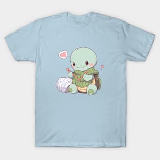 Cozy Creations: Adorable Kawaii Turtle Knits with Love T-Shirt